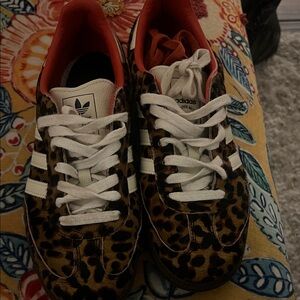 Adidas Leopard Print Sneakers with White Stripes